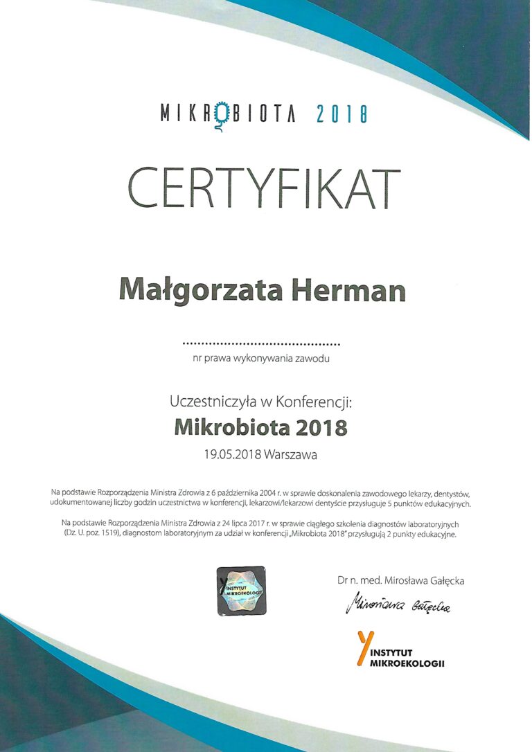 certyfikat Mikrobiota 19052018